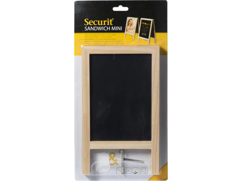 Securit Minikreidetafel Mini 25 x 15.2cm 2 in 1, Hellbraun/Schwarz