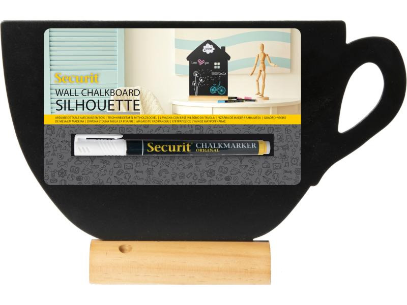 Securit Tischkreidetafel Silhouette Cup Hellbraun/Schwarz