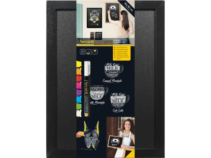 Securit Wandtafel Woody 30 x 40 cm Schwarz