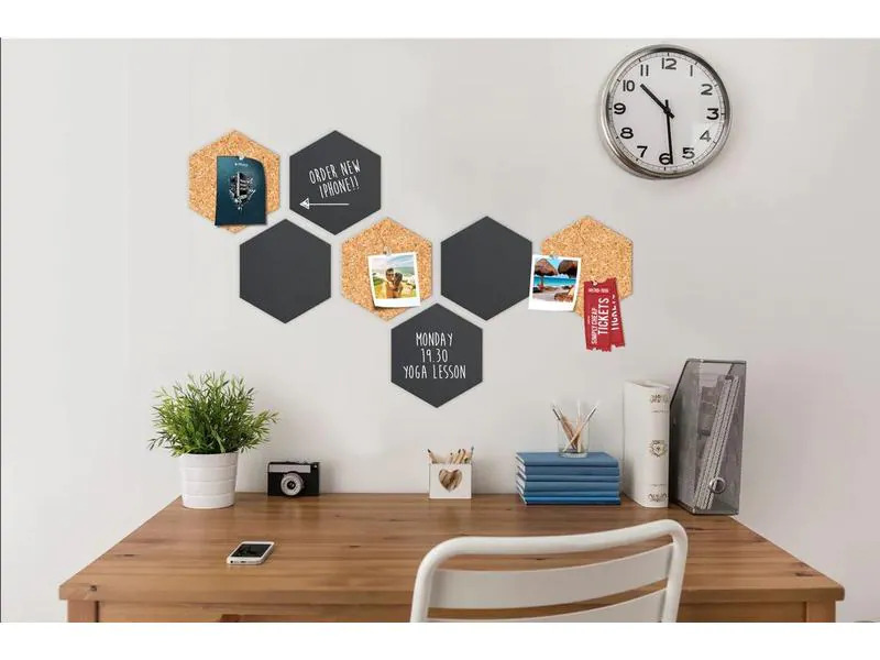 Securit Comboboard Silhouette Hexagon 7Stk. + Kreidetafel, Set