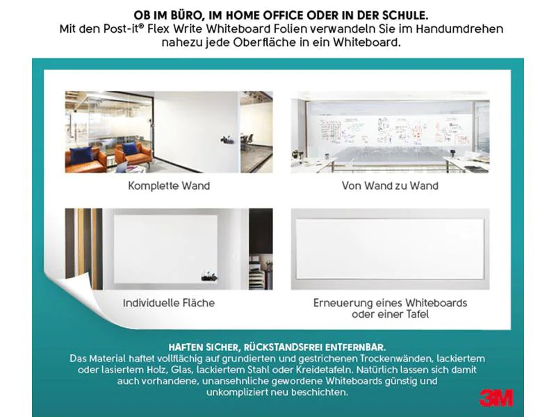 3M Whiteboardfolie Post-it Flex Write 121.9 x 182.9 cm, 1 Rolle