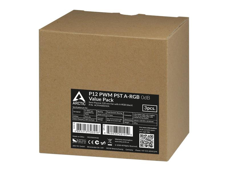 Arctic Cooling PC-Lüfter P12 PWM A-RGB 3er Set Schwarz