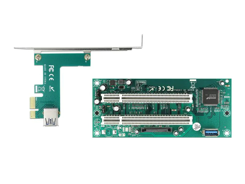 Delock PCI-E Riser Karte x1 zu 2x PCI 32 Bit Slot mit 60 cm Kabel