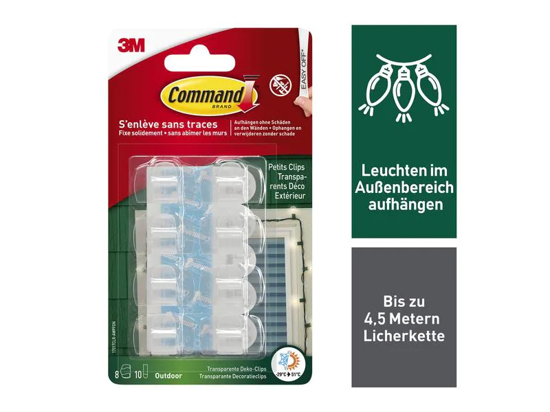 3M Haken Command Outdoor Transparent, 8 Haken