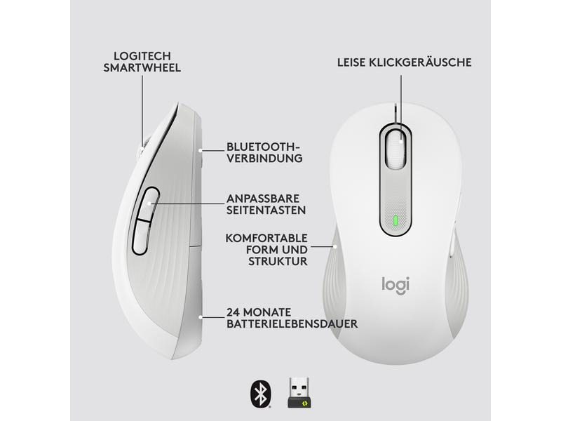 Logitech Mobile Maus Signature M650 L left Weiss