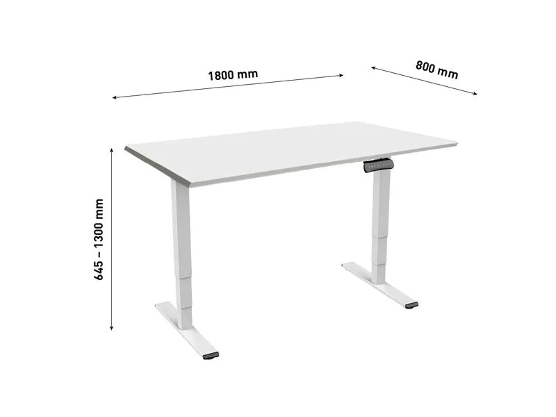 Contini Tisch RAL 9016 1.8 x 0.8 m Weiss mit Grauer Tischplatte