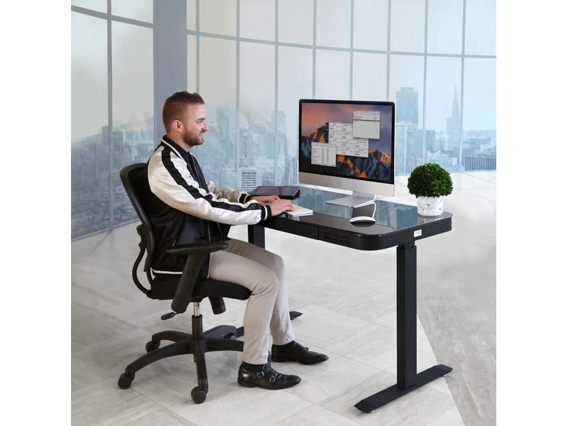 seville classics Tisch Airlift 121 x 61 cm, Schwarz
