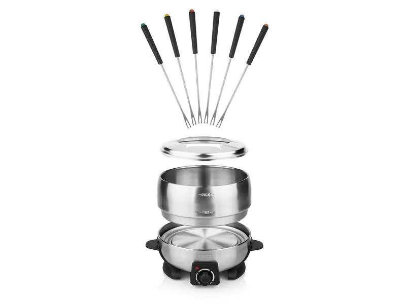Princess Käsefondue-Set 800 Watt 7 Teile, Schwarz/Silber