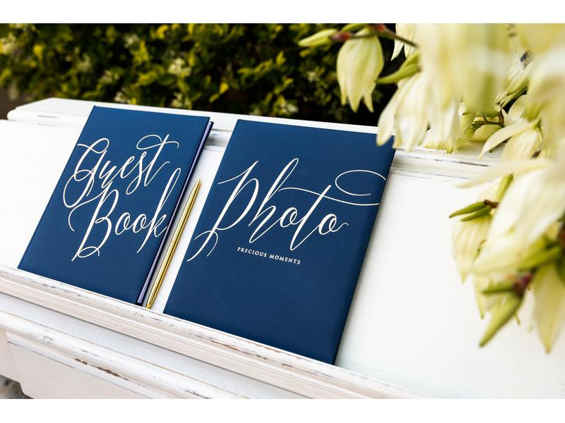 Partydeco Gästebuch Guest Book 20 x 24.5 cm, Blau/Gold
