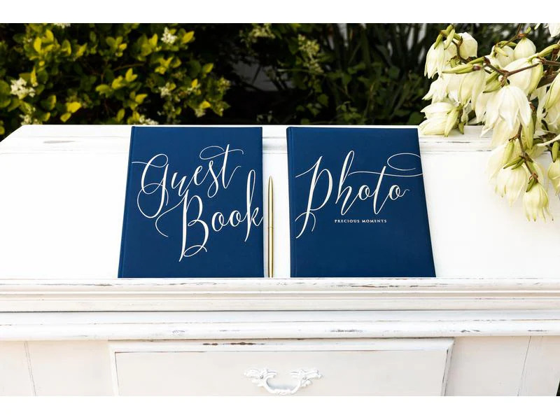 Partydeco Gästebuch Guest Book 20 x 24.5 cm, Blau/Gold