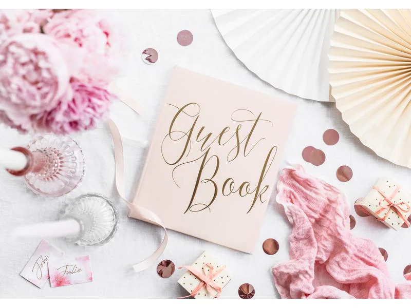 Partydeco Gästebuch Guest Book 20 x 24.5 cm, Rosa/Gold