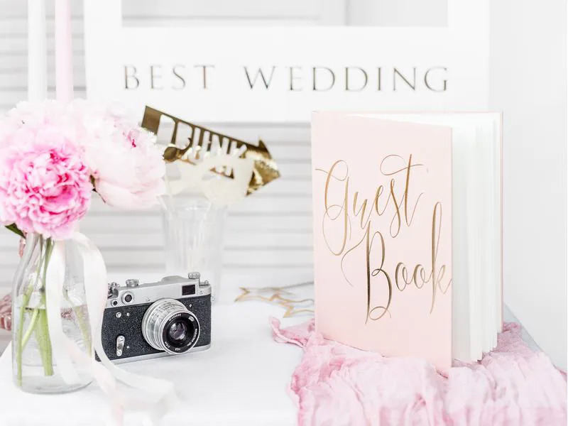 Partydeco Gästebuch Guest Book 20 x 24.5 cm, Weiss/Gold