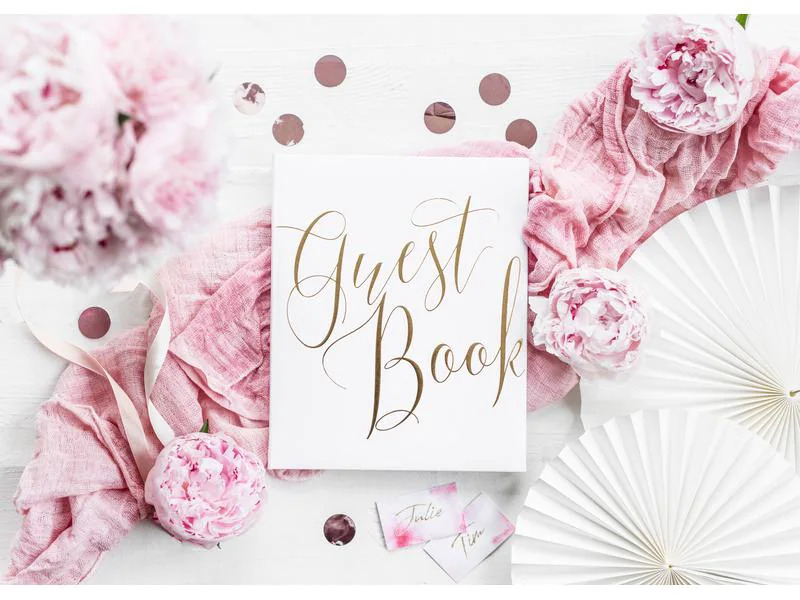 Partydeco Gästebuch Guest Book 20 x 24.5 cm, Weiss/Gold