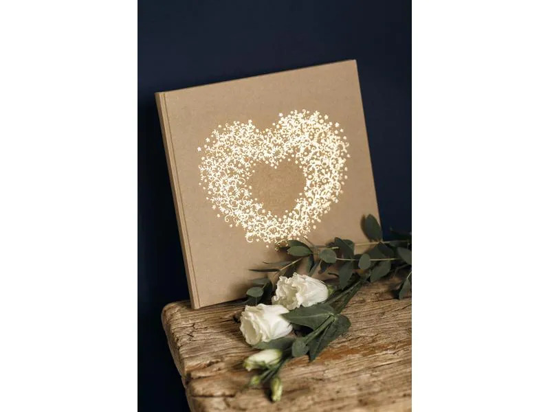Partydeco Gästebuch Herz 20.5 x 20.5 cm, Braun/Gold