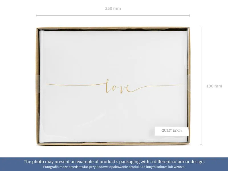 Partydeco Gästebuch Love 24 x 18.5 cm, Weiss/Gold
