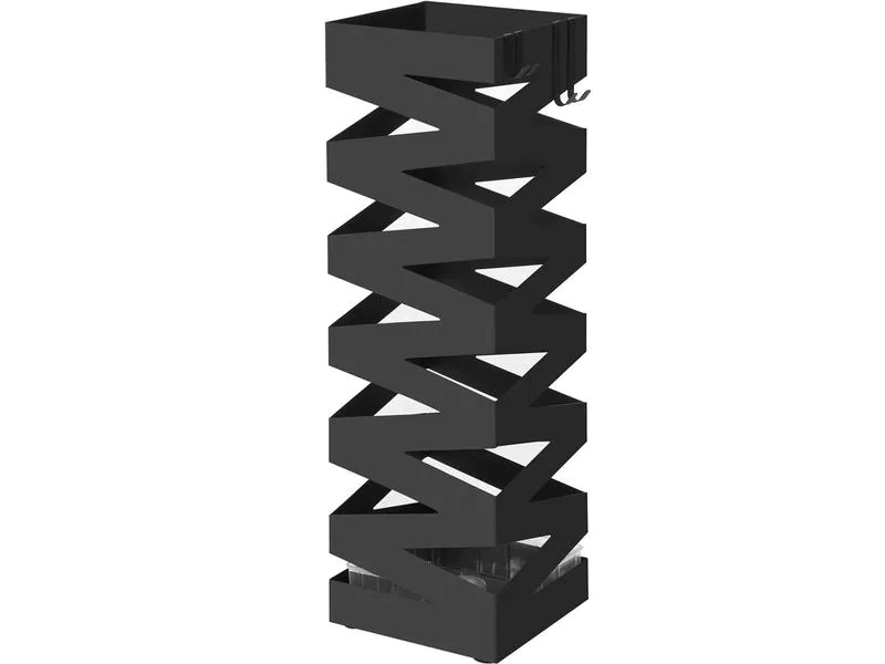 Songmics Schirmständer mit Zick-Zack Muster 49 cm, Schwarz