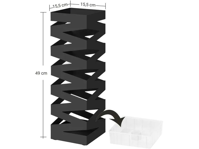 Songmics Schirmständer mit Zick-Zack Muster 49 cm, Schwarz