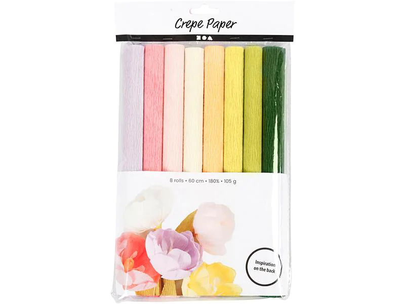 Creativ Company Krepppapier Pastell 25 x 60 cm, 105 g,  8 Stück