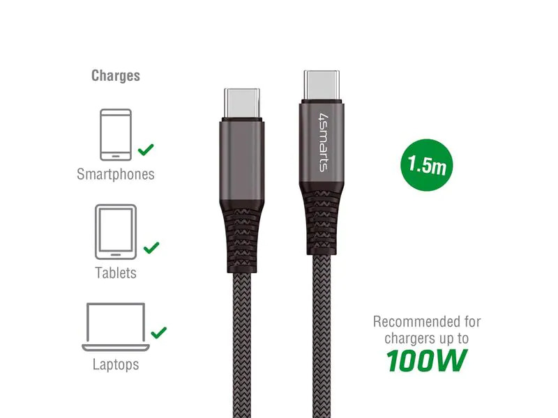 4smarts USB 2.0-Kabel Daten- und Ladekabel USB C - USB C 1.5 m