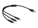 Delock USB-Ladekabel USB A - Lightning/Micro-USB B/USB C 0.3 m