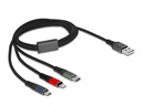 Delock USB-Ladekabel USB A - Lightning/Micro-USB B/USB C 1 m