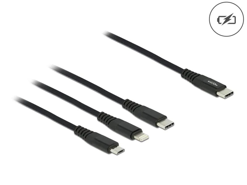 Delock USB-Ladekabel USB C - Lightning/Micro-USB B/USB C 0.3 m