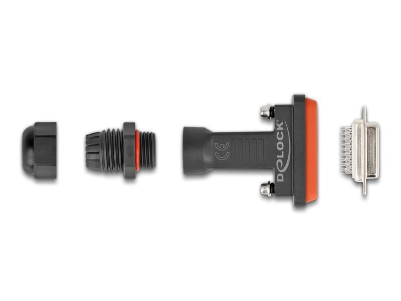 Delock Adapter D-Sub HD 26 Pin Buchse mit Gehäuse IP67 wasserfest
