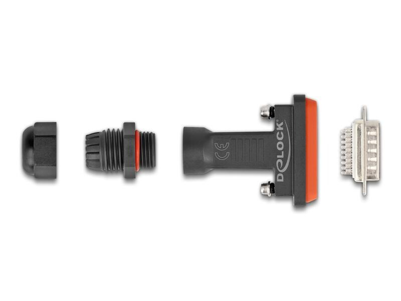 Delock Adapter D-Sub HD 26 Pin Stecker mit Gehäuse IP67 wasserfest