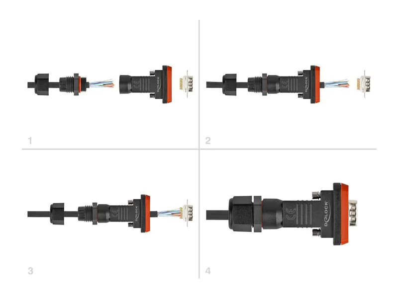 Delock Adapter D-Sub HD 26 Pin Stecker mit Gehäuse IP67 wasserfest