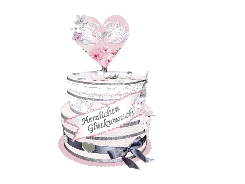 URSUS Bastelpapier 300 g/m2 18 Blatt, Rosa/Weiss, Hochzeit