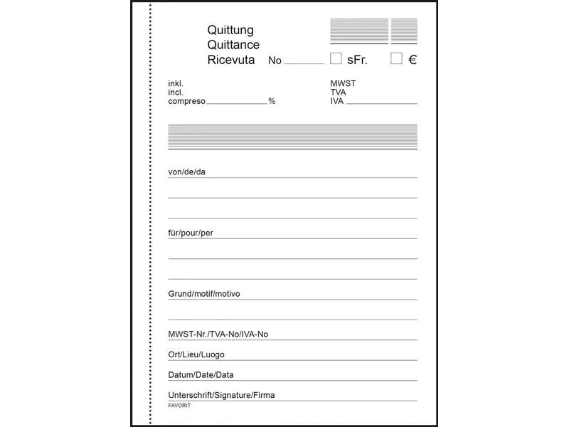 Favorit Durchschreibeblock 104 x 144 mm Quittungen Bonus, 84 Blatt