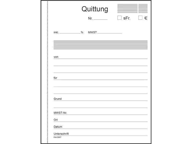 Favorit Durchschreibeblock 111 x 144 mm Quittungen, Weiss