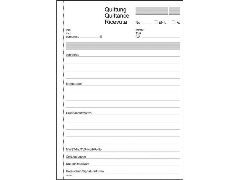 Favorit Durchschreibeblock 149 x 209 mm Quittungen Bonus, 84 Blatt