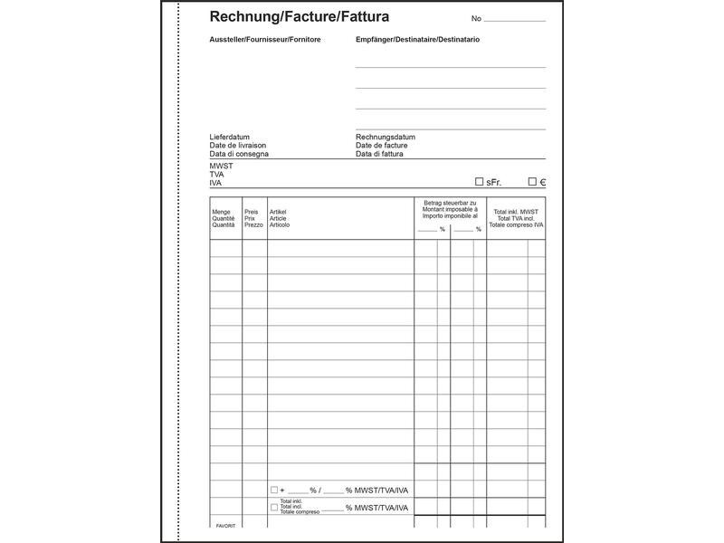 Favorit Durchschreibeblock 156 x 210 mm Rechnungen, 50 x 2 Blatt
