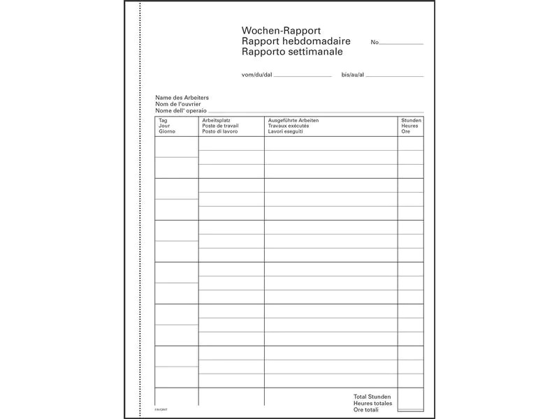 Favorit Durchschreibeblock 156 x 210 mm, Wochen-Rapporte