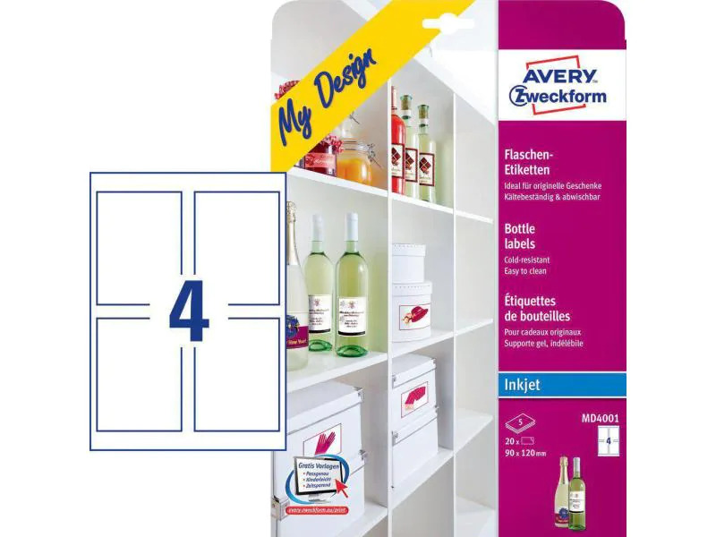 Avery Zweckform Flaschen-Etiketten MD4001  90 x 120 mm