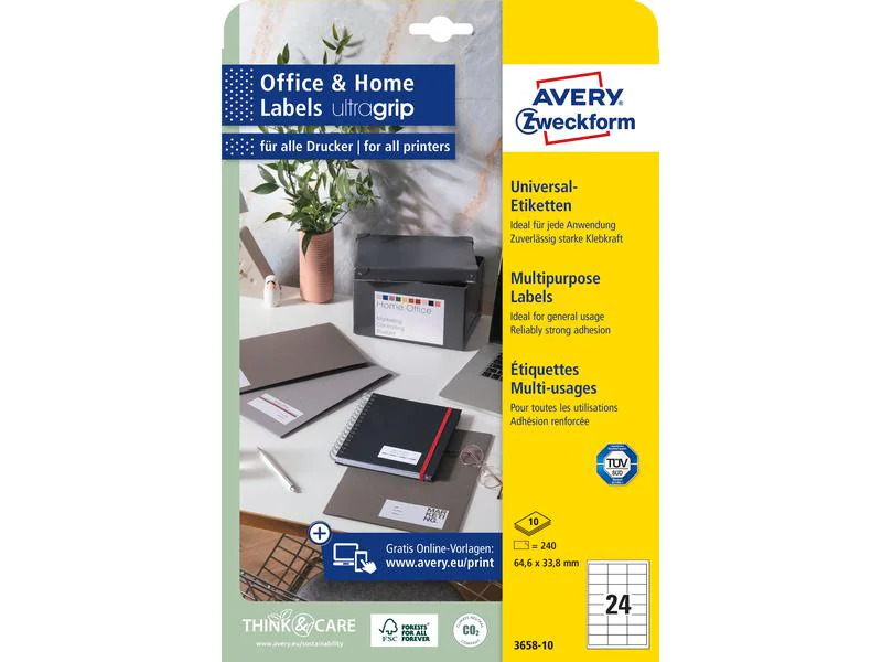 Avery Zweckform Hinweis-Etiketten Set 64.6 x 33.8 mm, 10 Blatt