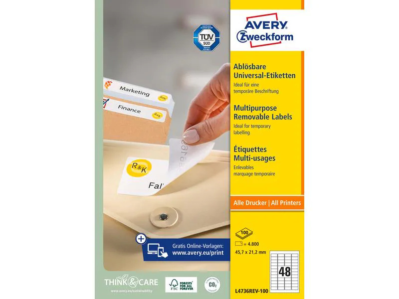 Avery Zweckform Hinweis-Etiketten Set Ø 35.6 x 16.9 mm, 100 Blatt