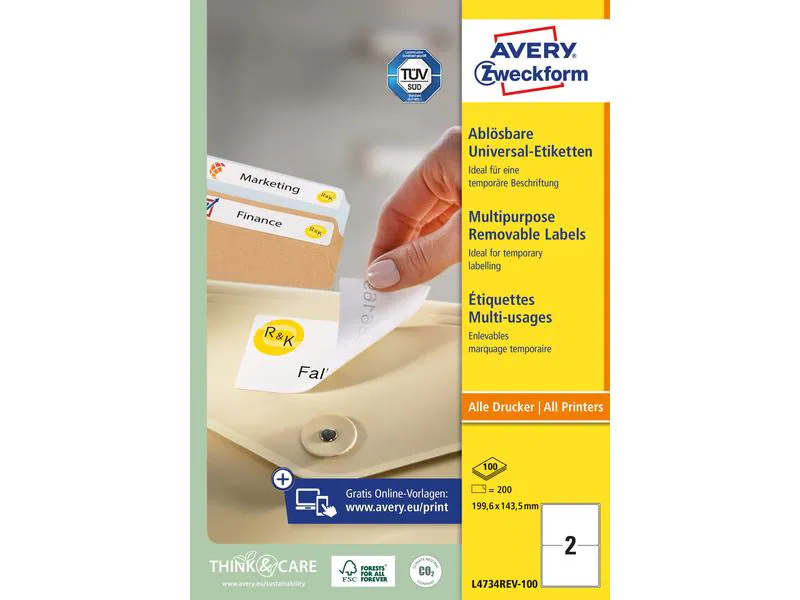 Avery Zweckform Universal-Etiketten 199 x 143.5 mm, 100 Blatt