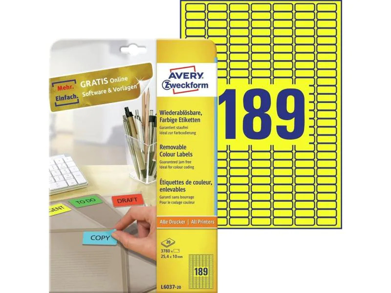 Avery Zweckform Universal-Etiketten 25.4 x 10 mm 20 Bögen