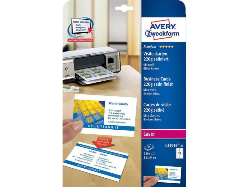 Avery Zweckform Visitenkarten-Etiketten 220 g/m², 250 Karten
