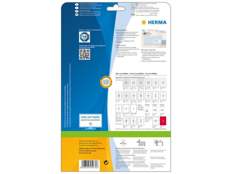 HERMA Adressetiketten Premium 5075 99.1 x 33.8 mm, 400 Etiketten
