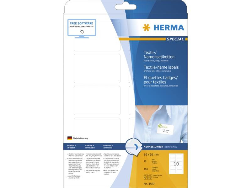 HERMA Namensetiketten  4587 80 x 50 mm, Weiss