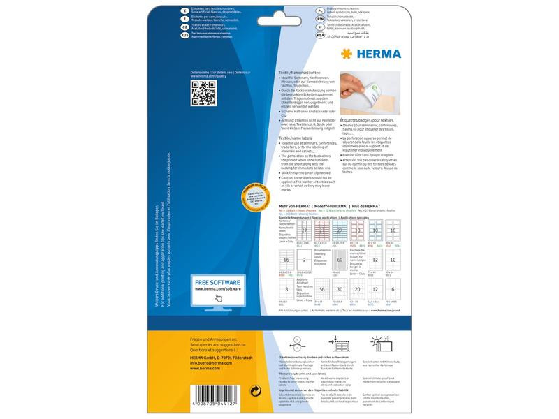 HERMA Namensetiketten 4412 80 x 50 mm  Weiss