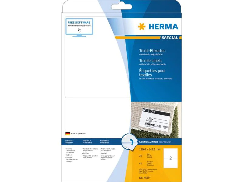 HERMA Namensetiketten 4519 199,6 x 143,5 mm, 40 Etiketten