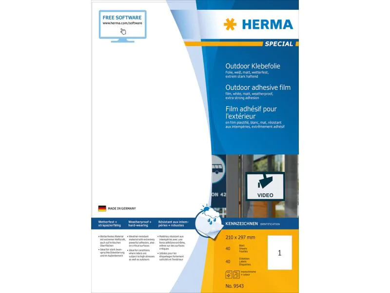 HERMA Outdoor-Etiketten 9543 210 x 297 mm, 40 Etiketten