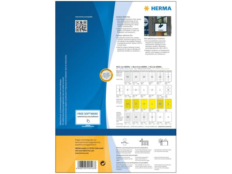 HERMA Outdoor-Etiketten 9543 210 x 297 mm, 40 Etiketten