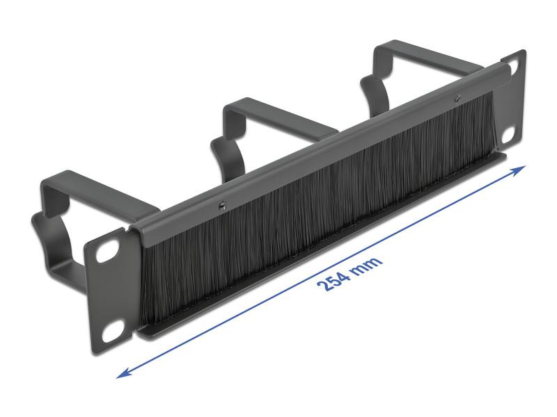 Delock Bürstenleiste mit 3 Bügeln, 1HE 10 Rack, Schwarz