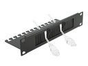Delock Bürstenleiste mit Kabelabfangplatte, 1HE 10 Rack, Schwarz