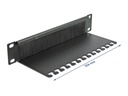 Delock Bürstenleiste mit Kabelabfangplatte, 1HE 10 Rack, Schwarz